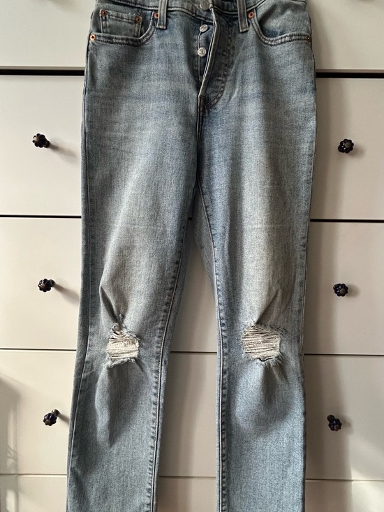 Levi's Denim - Levi's Light Blue Straight Leg Distressed Jeans
